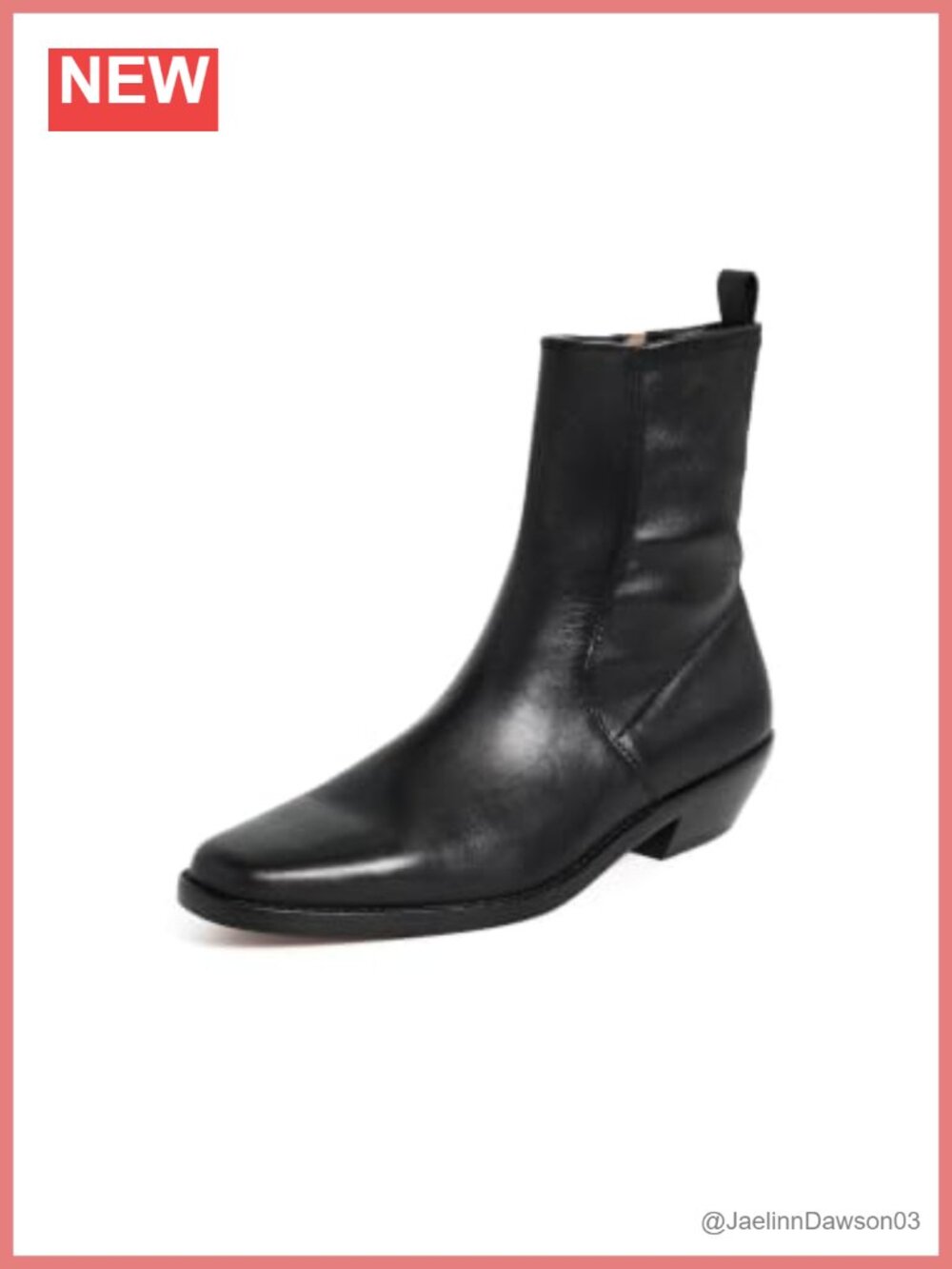 Madewell Idris Stretch Leather Ankle Boots Stacked Heel Square Toe